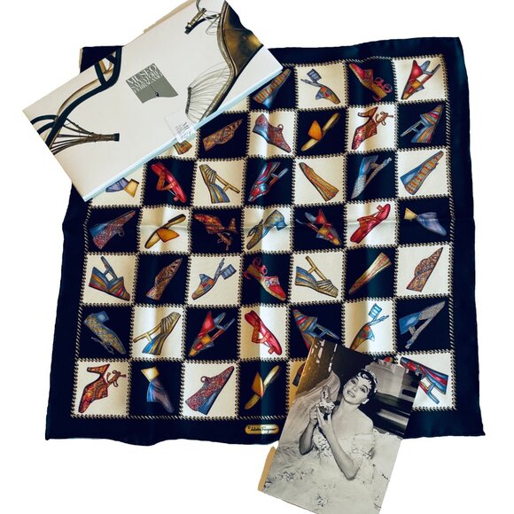Salvatore Ferragamo Silk Handkerchief Scarf New in Original Package - Picture 1 of 12